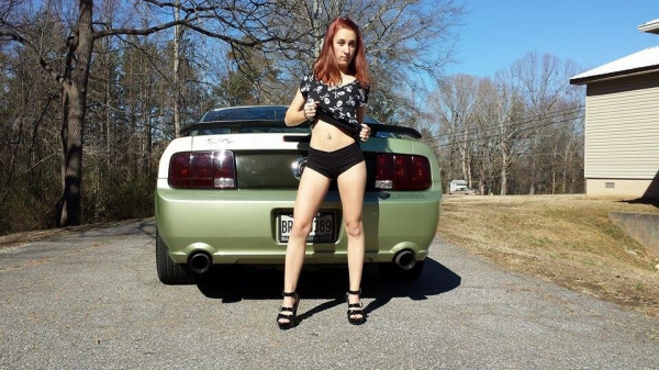 Karli Perry with a Mustang GT for ShockerRacingGirls