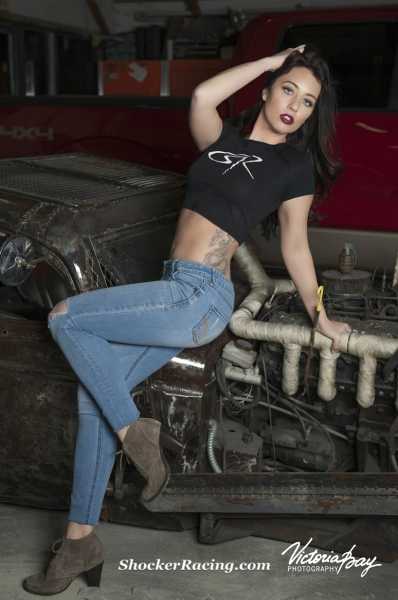 Bex Russ with a badass Rat Rod for ShockerRacingGirls