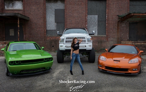 Alyssa Pallant with the LS Addicts C6 Z06, Twin Turbo Challenger, and Diesel Ram