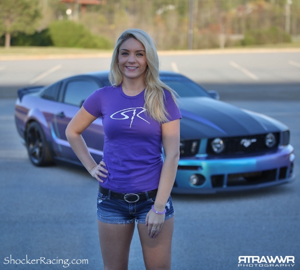 Megan Lyda with her Custom Wrapped Roush Mustang