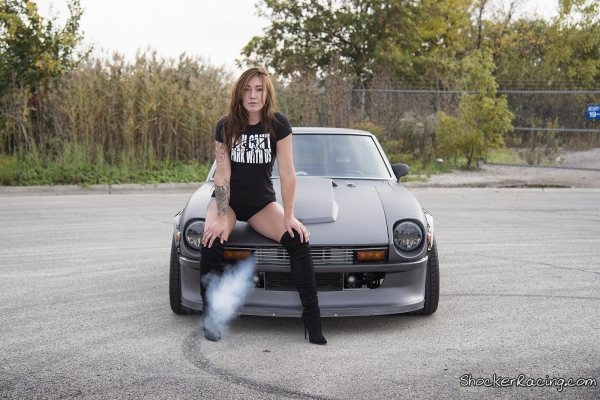 Chloe Harris with David's 383 SBC Swapped 1976 Datsun 280Z