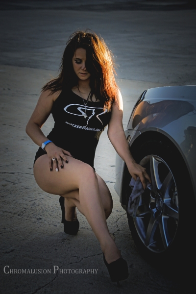 Nikki Thibeault with a CTS-V for ShockerRacingGirls