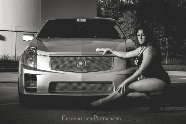 Nikki Thibeault with a CTS-V for ShockerRacingGirls