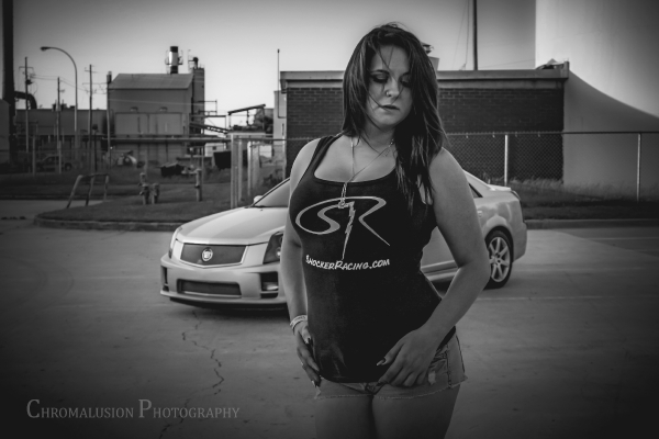 Nikki Thibeault with a CTS-V for ShockerRacingGirls