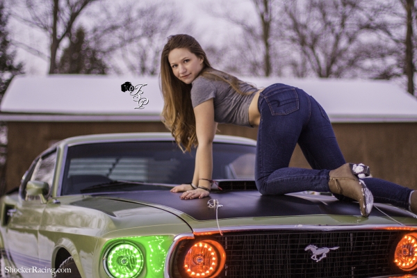 Nicole for ShockerRacingGirls with Tyler Sorget's Mach 1 Mustang