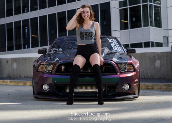 Sarah Senecal for ShockerRacingGirls with Beedo Jas' Mustang