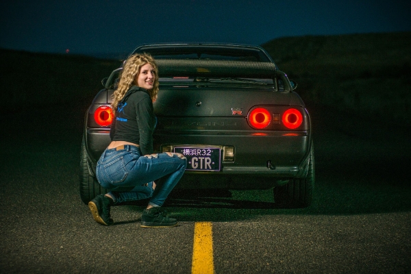 Cassidee Alderman Shoot 2 with a Skyline GTR