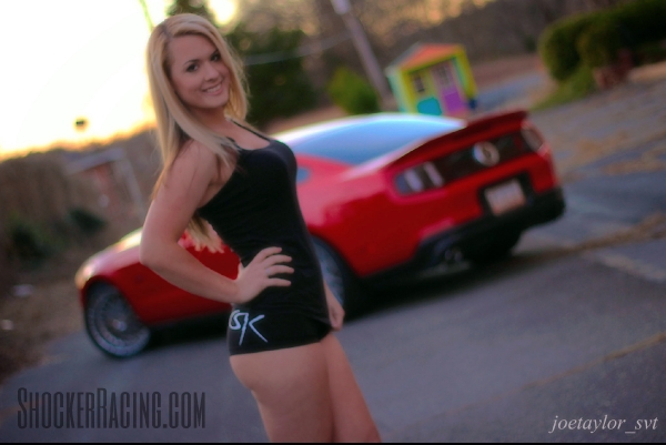 Kaitlyn Macdonald with her 2011 Mustang GT 5.0 for ShockerRacingGirls