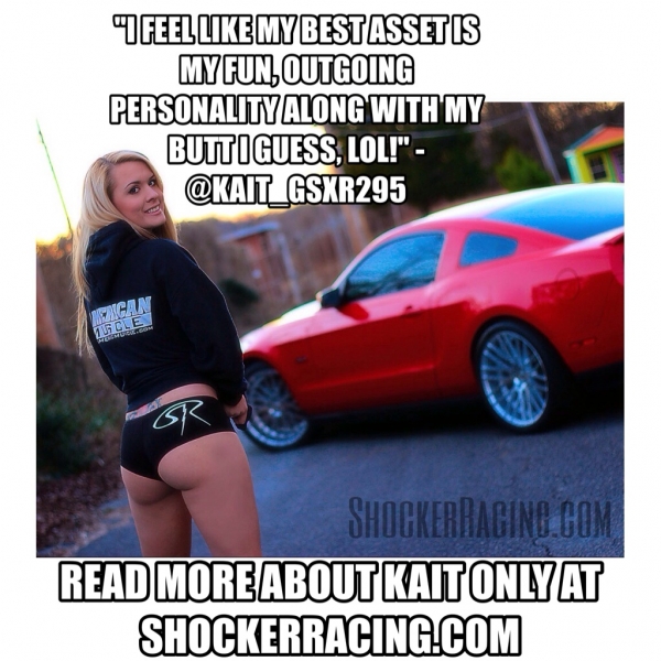 Kaitlyn Macdonald with her 2011 Mustang GT for ShockerRacingGirls_1