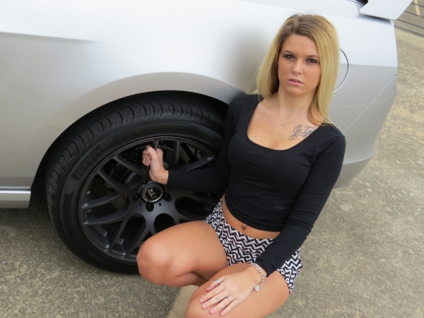 Sarah Sewell for ShockerRacingGirls with her 2014 Ford Mustang GT