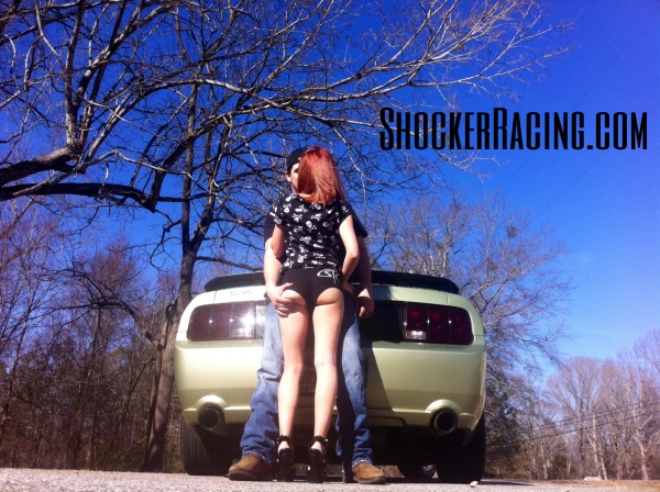 Karli Perry and Logan Prater with his Mustang GT for ShockerRacingGirls