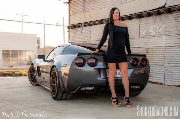 Ashley Cunningham with Noah Townsend's C6 Corvette Z06