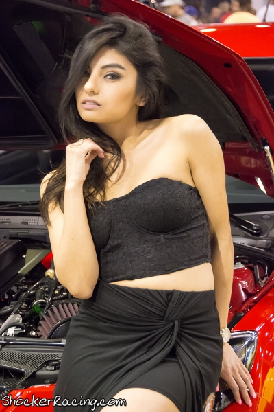 Tania modeling in the Chi Town Tuner booth at Tuner Galleria 2015