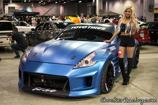 Tara Roberts with the Get Lucky Brand Nissan 370Z at Tuner Galleria 2015