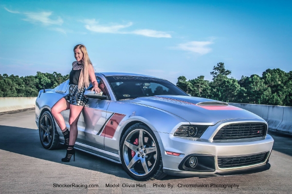Olivia Hart with Tom Sargent's Mustang for Miss March
