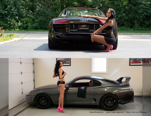 Angela Angelovska is Miss April with an Audi R8 and a Supra