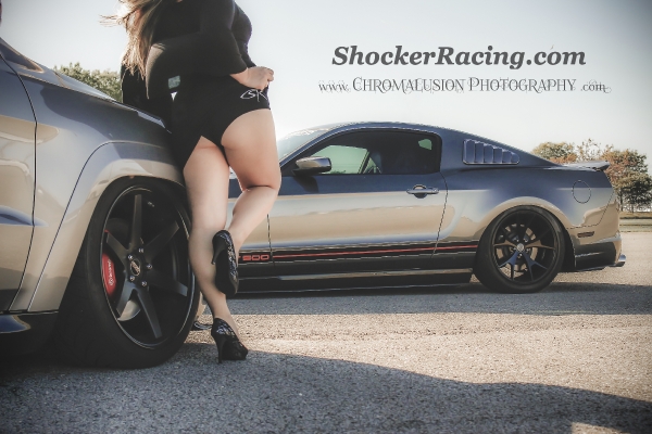 Brittany Crisp with a 2013 GT500 Mustang and Jeep SRT by Chromalusion Photography