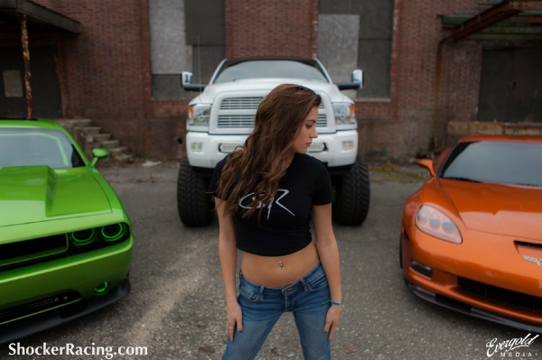 Alyssa Pallant with the LS Addicts C6 Z06, Twin Turbo Challenger, and Diesel Ram