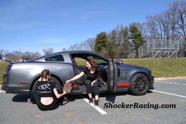 Sam Potter and her friend Katya with a 2014 Shelby GT500_1