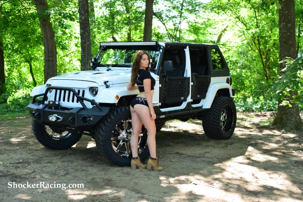 Bex Russ for ShockerRacingGirls with a pair of Jeeps