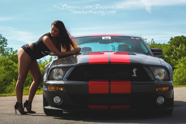 Kasey Hawkins with a Shelby Mustang by Chromalusion Photography