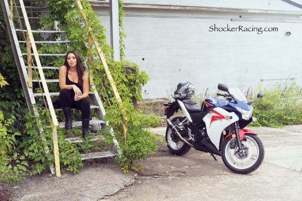 Bex Russ for ShockerRacingGirls with her Honda CBR