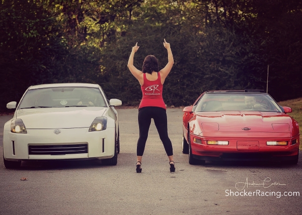 Sammie Jackson with a 350Z and C4 Corvette for ShockerRacingGirls