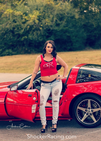 Sammie Jackson with a C4 Corvette for ShockerRacingGirls