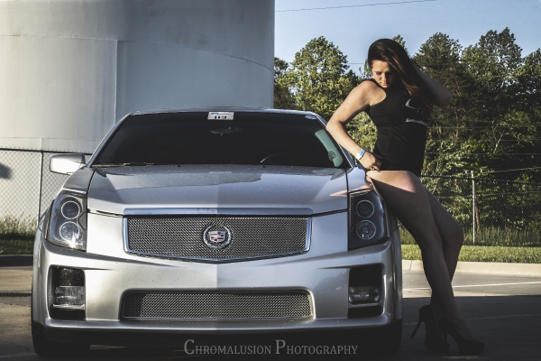 Nikki Thibeault with a CTS-V for ShockerRacingGirls