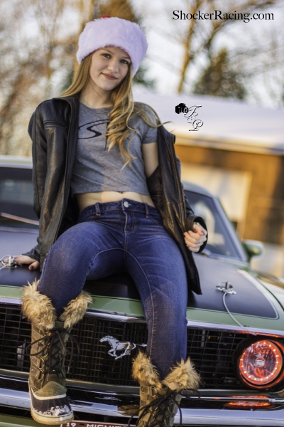 Nicole for ShockerRacingGirls with Tyler Sorget's Mach 1 Mustang