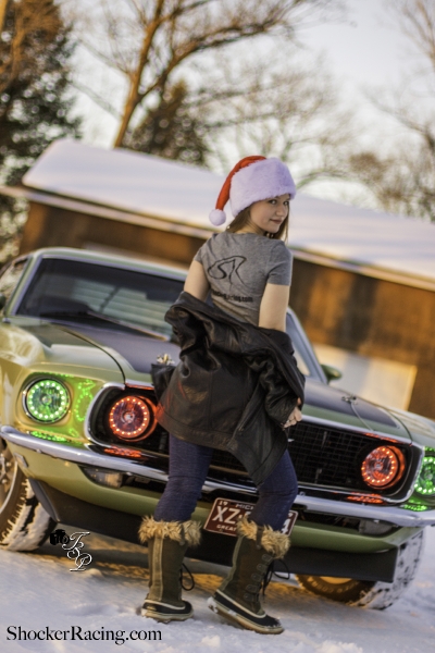 Nicole for ShockerRacingGirls with Tyler Sorget's Mach 1 Mustang