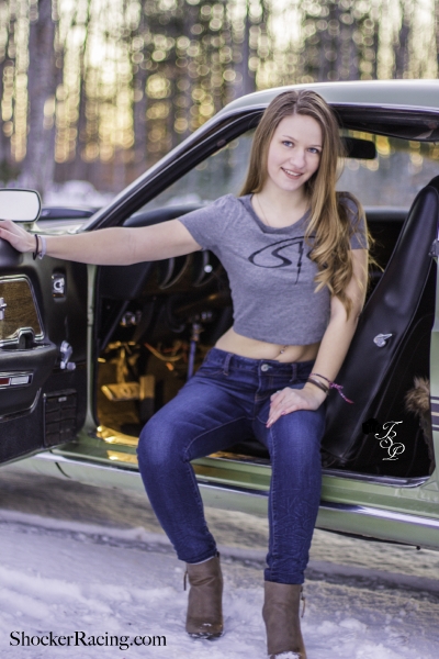 Nicole for ShockerRacingGirls with Tyler Sorget's Mach 1 Mustang