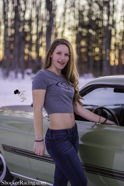Nicole for ShockerRacingGirls with Tyler Sorget's Mach 1 Mustang