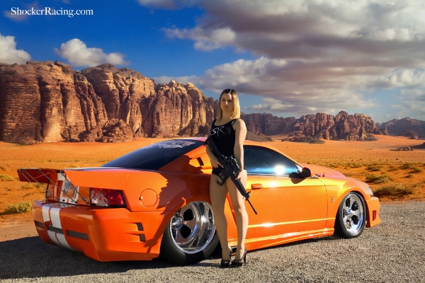 Michaela Hinostroza with a Mustang