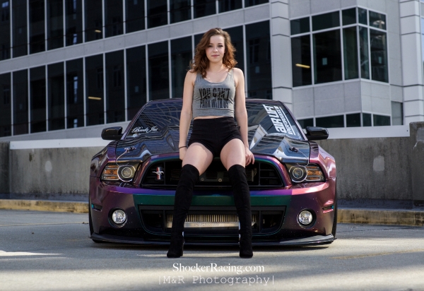 Sarah Senecal for ShockerRacingGirls with Beedo Jas' Mustang