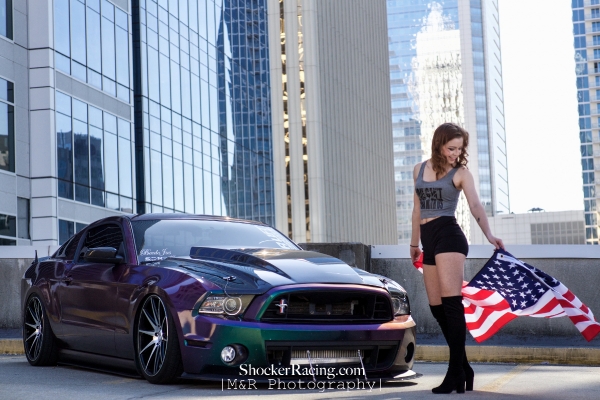 Sarah Senecal for ShockerRacingGirls with Beedo Jas' Mustang