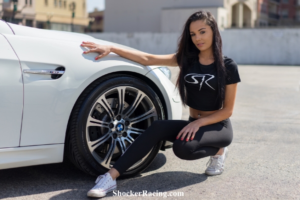 Katelyn Frosolone with an E92 M3 and an E46 M3