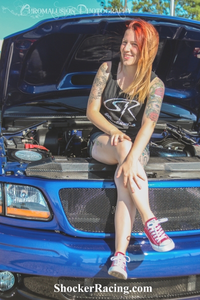 Jessica Crammer for ShockerRacingGirls with a Ford Lightning owned by @BlowerWhore