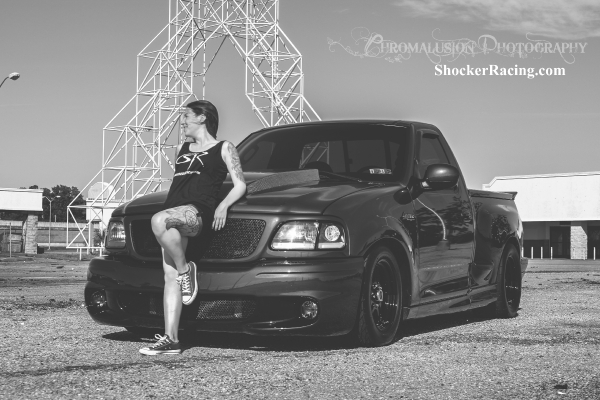 Jessica Crammer for ShockerRacingGirls with a Ford Lightning owned by @BlowerWhore