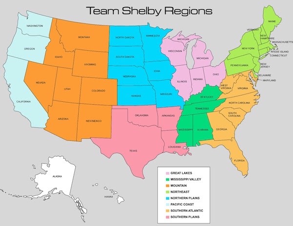 Team Shelby Regions