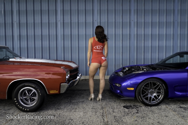 Kylin Sloan with a Mazda RX-7 and a 1970 Chevelle SS 396