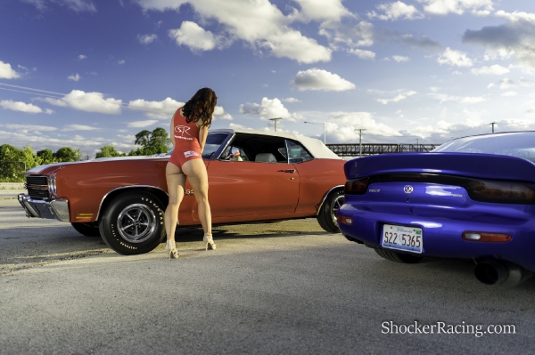 Kylin Sloan with a Mazda RX-7 and a 1970 Chevelle SS 396