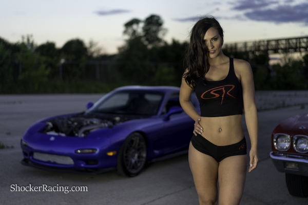 Kylin Sloan with a Mazda RX-7 and a 1970 Chevelle SS 396