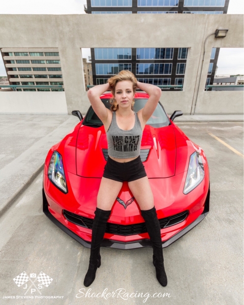 Sarah Senecal with a C7 Z06 for ShockerRacingGirls