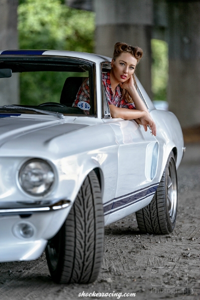 Bex Russ Model with Tiffany Dockery's 1968 Shelby Mustang