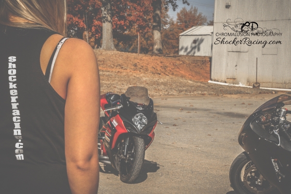 Ruth Harris with her Hayabusa drag bike for ShockerRacingGirls