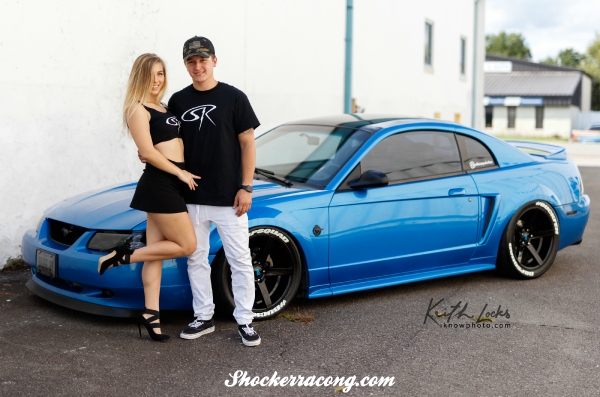 Ray Ann with Derek Baran and his Mustang Nicknamed Blue
