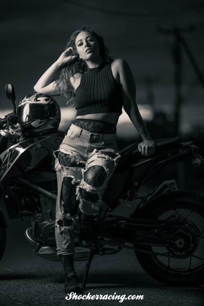 Bex Russ with a KTM 690Duke for ShockerRacingGirls_1