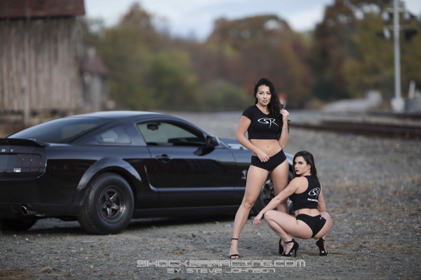 Bex Russ and Bianca Owens with JD Joyride TV for the ShockerRacing Calendar Cover Shoot